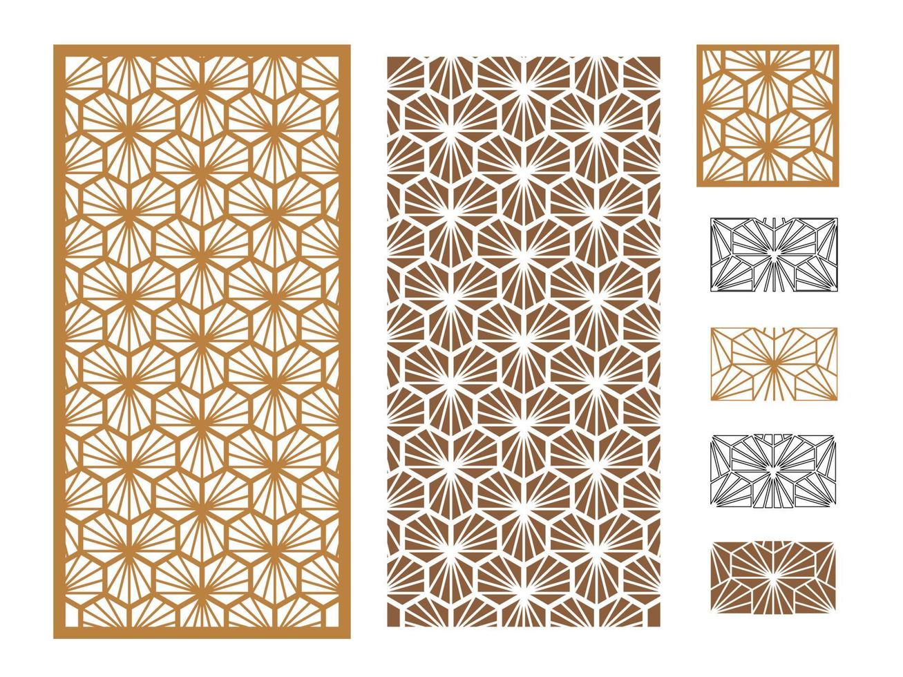 conjunto de plantillas de tarjetas decorativas. Panel cortado con láser. ilustración vectorial vector