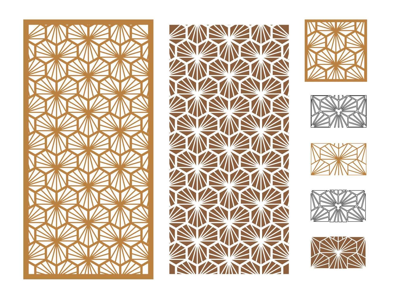 Set of decorative card templates. Laser cut panel. Vector illustration.