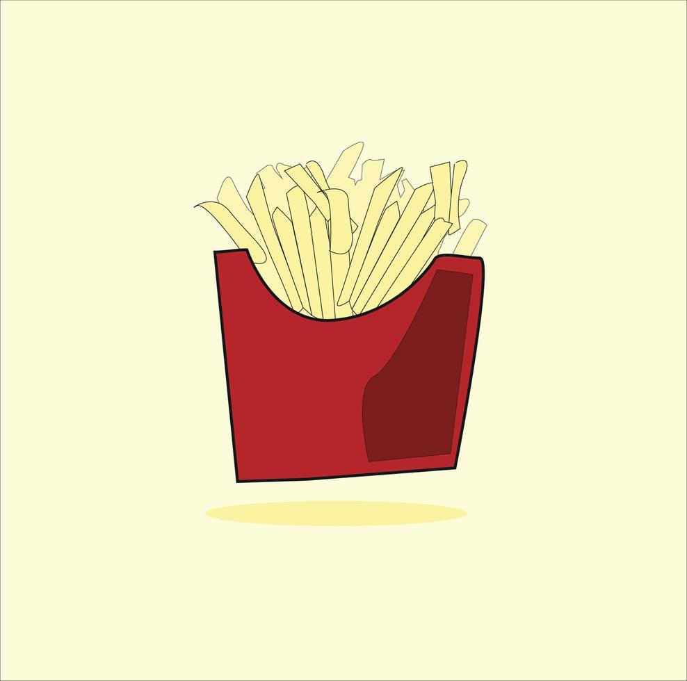 french fries illustration red packaging vector