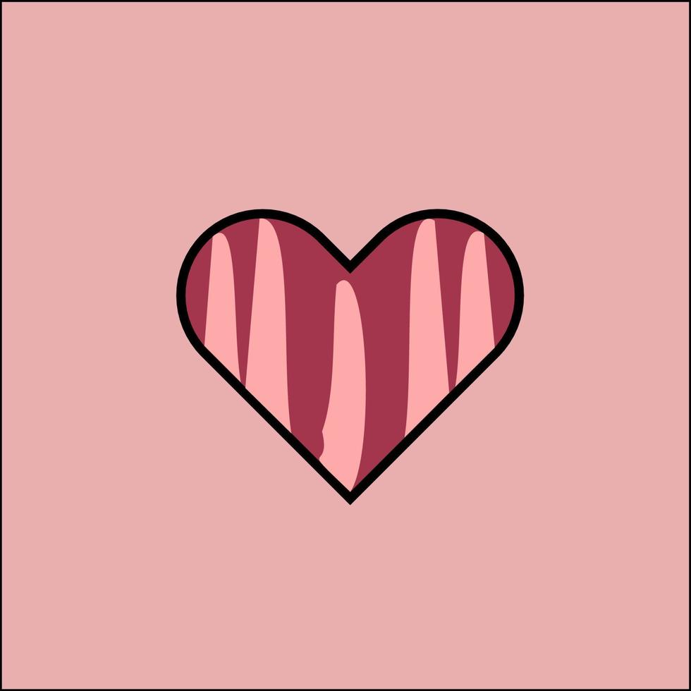 Red heart with pink strip icon vector