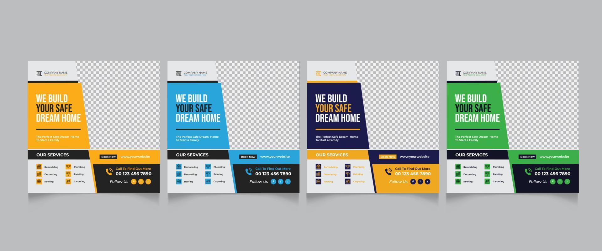 Real Estate Build Home Social Media Post Design Template vector