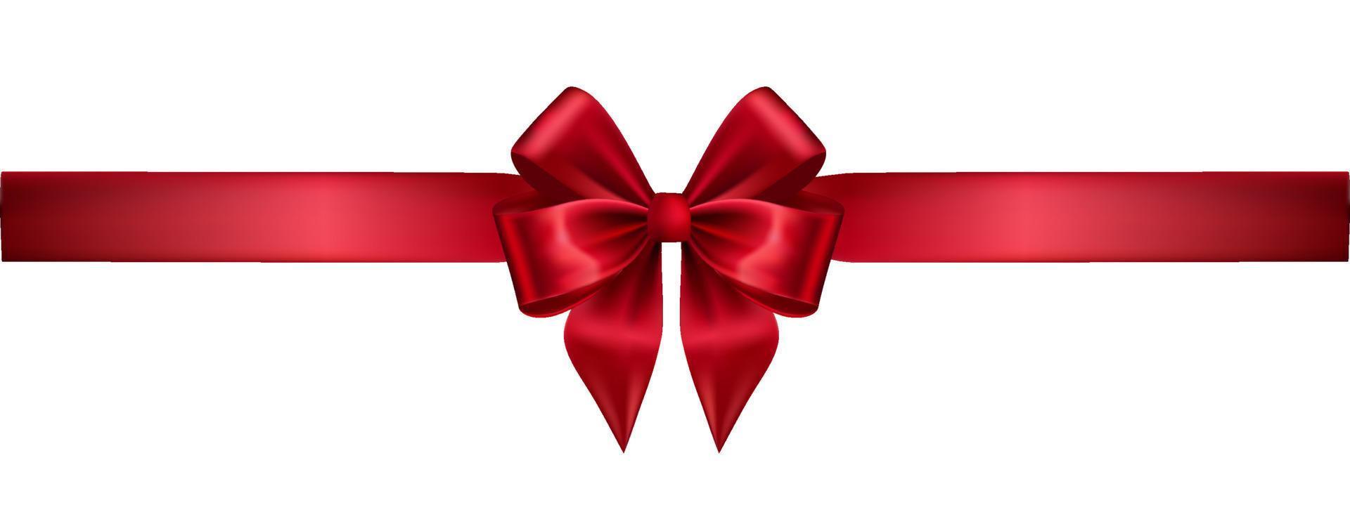 Red Silk Realistic Bow with Ribbon on White vector