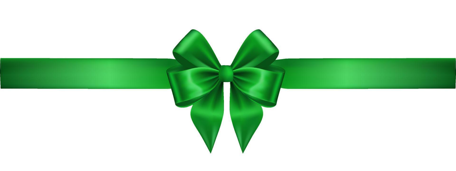 Green Silk Realistic Bow with Ribbon on White vector