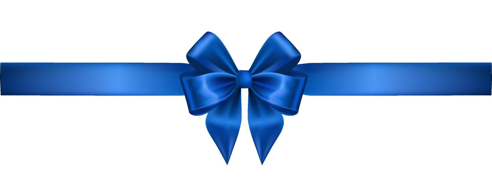 Blue Silk Realistic Bow with Ribbon on White vector