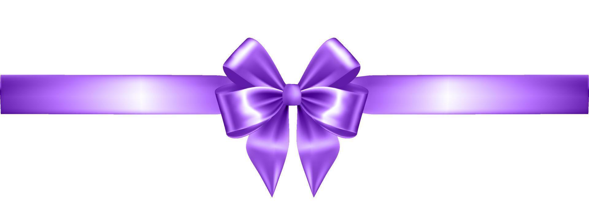 Violet Silk Realistic Bow with Ribbon on White vector