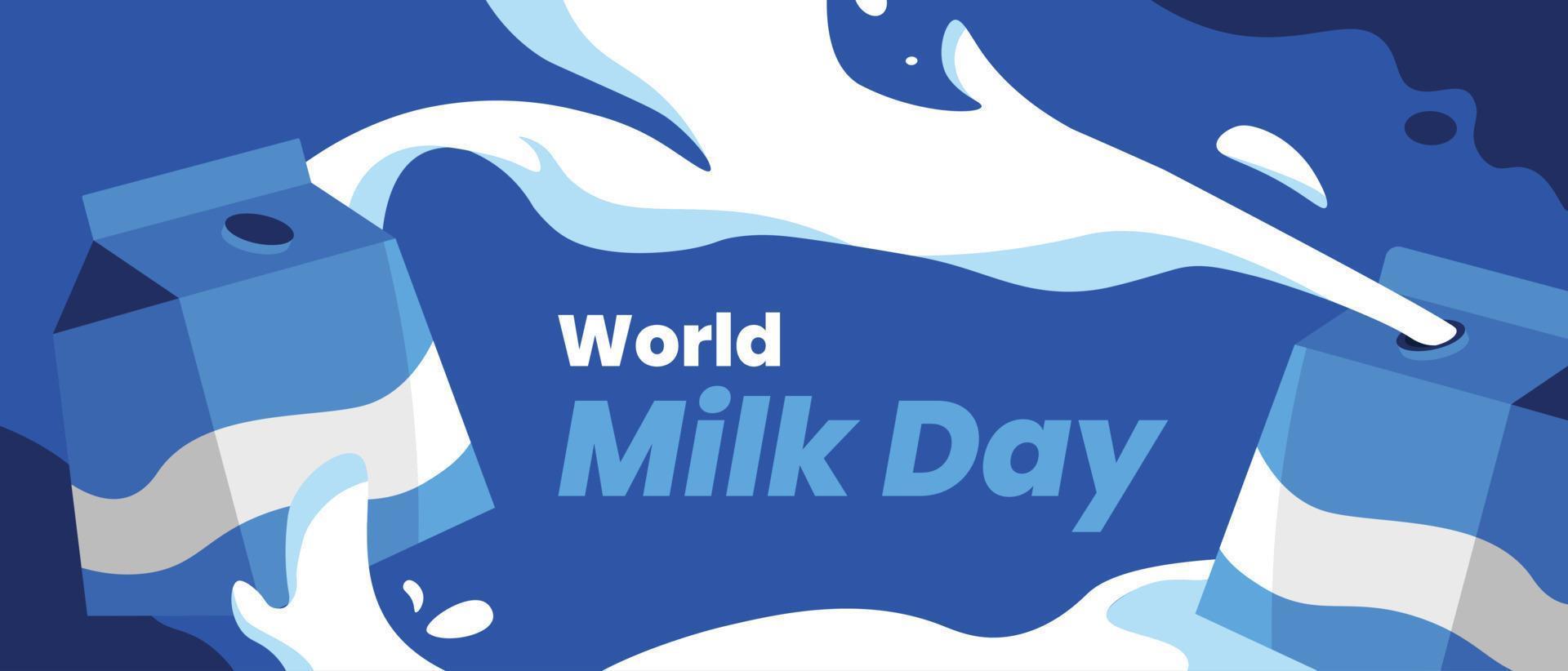 Flat world milk day banner vector