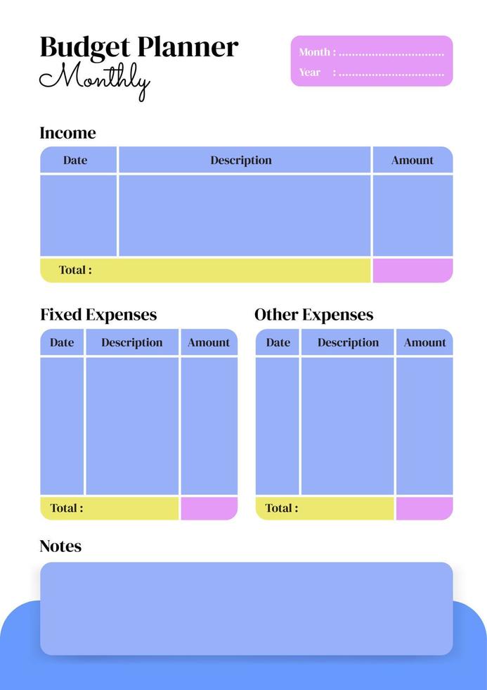 vector month budget planner simple elegant template