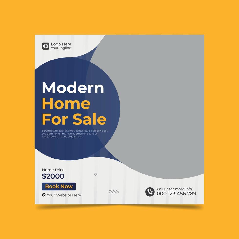 Real estate home for sale social media post template vector