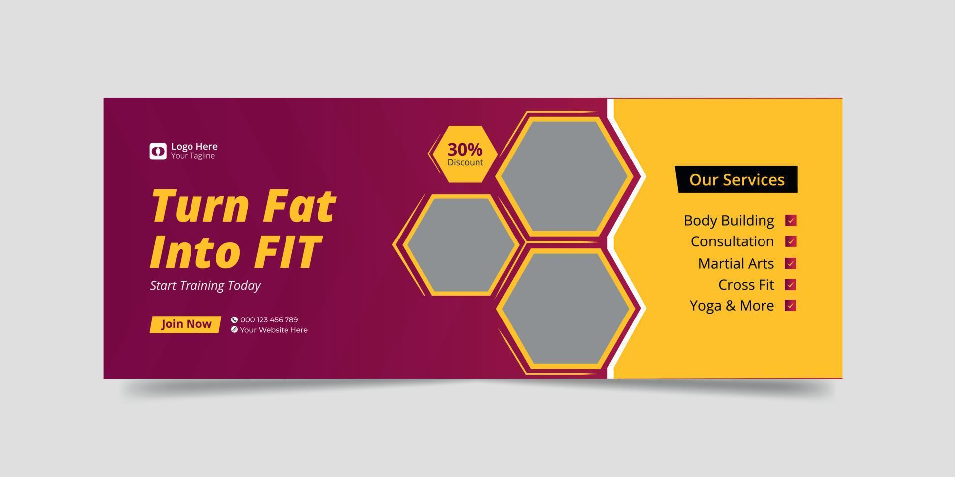 Fitness and gym workout facebook timeline cover template vector