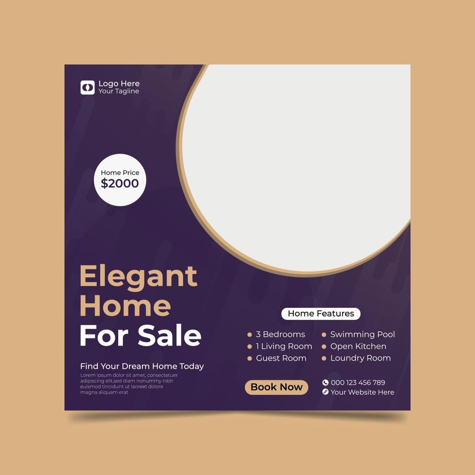 Real estate home for sale social media post templateRE SMP 4 vector