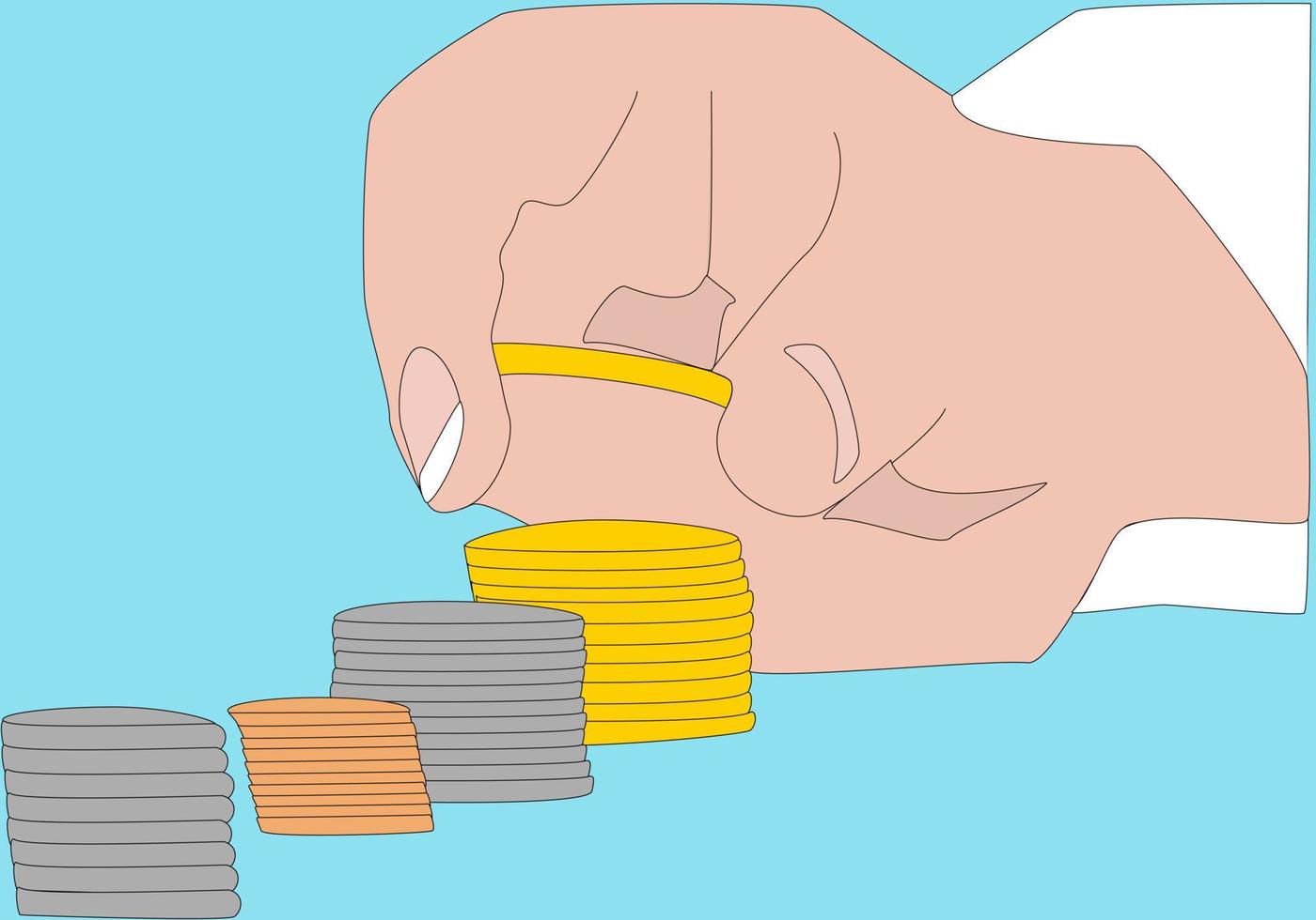 Hand money and coin vector illustration for revenue elements is now available to make your projects more professional and eye-catching. Create amazing designs with this product.