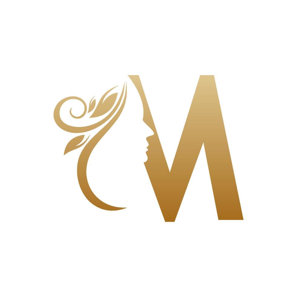 Initial M face beauty logo design templates vector