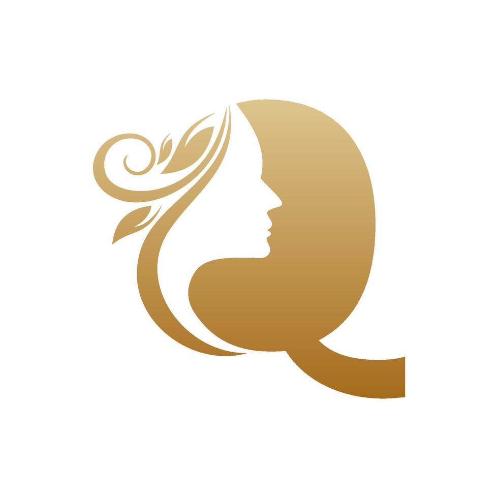 plantillas de diseño de logotipo de belleza de cara q inicial vector