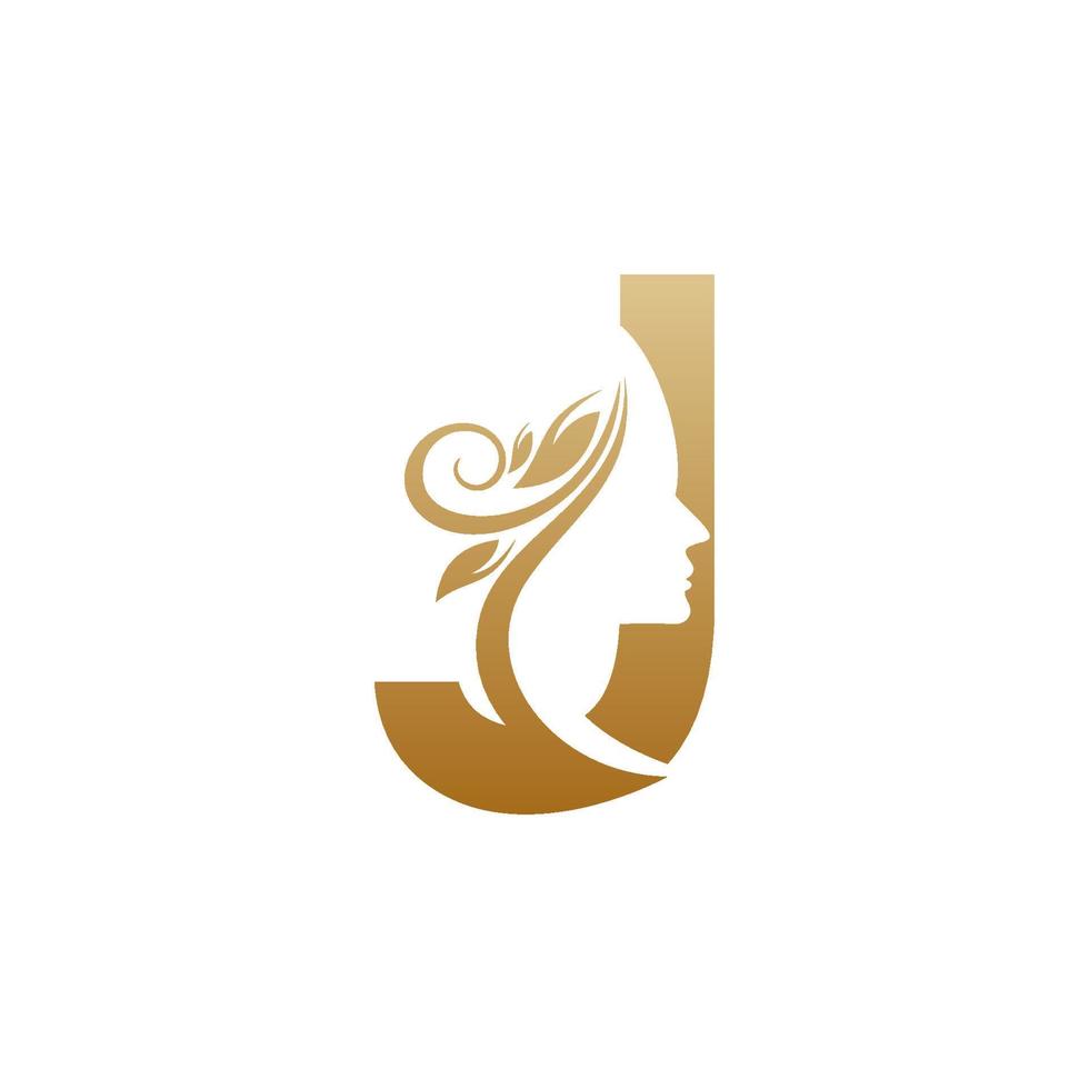 Initial J face beauty logo design templates vector