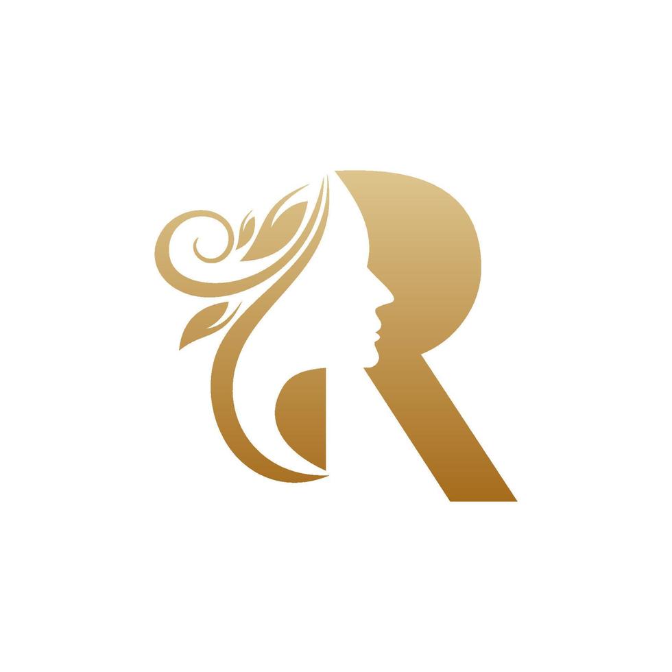 Initial R face beauty logo design templates vector