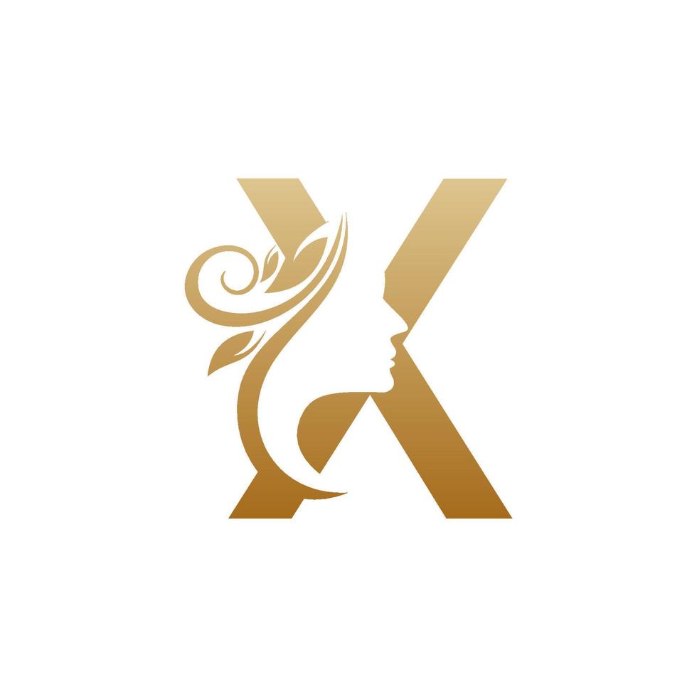 Initial X face beauty logo design templates vector