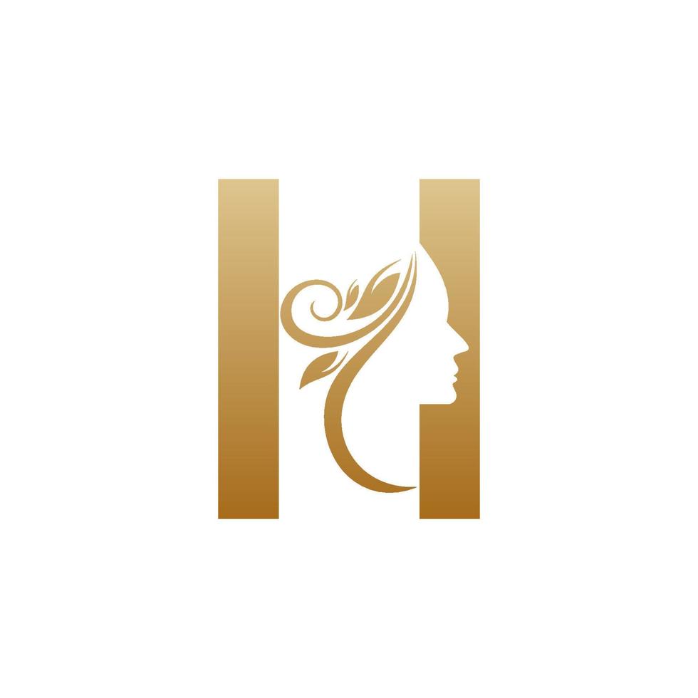 Initial H face beauty logo design templates vector