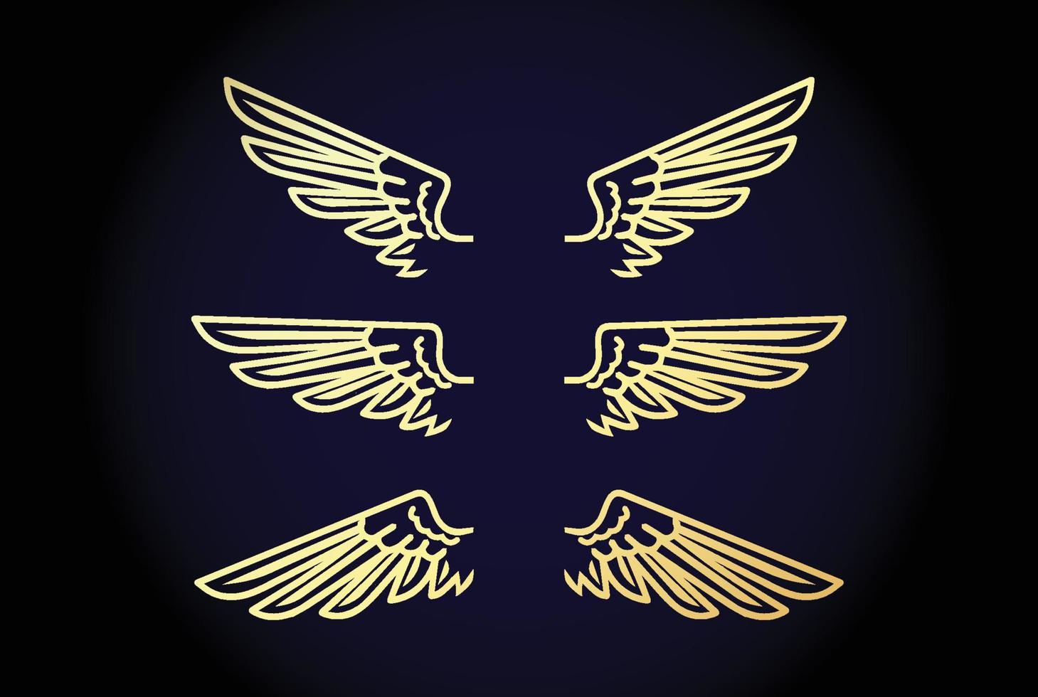 Vector Illustration of Elegant Luxury Golden Wings on Black Background
