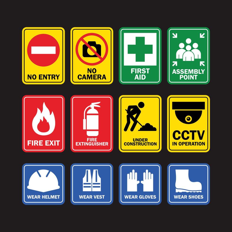 Construction And Building Site Signage Collection vector