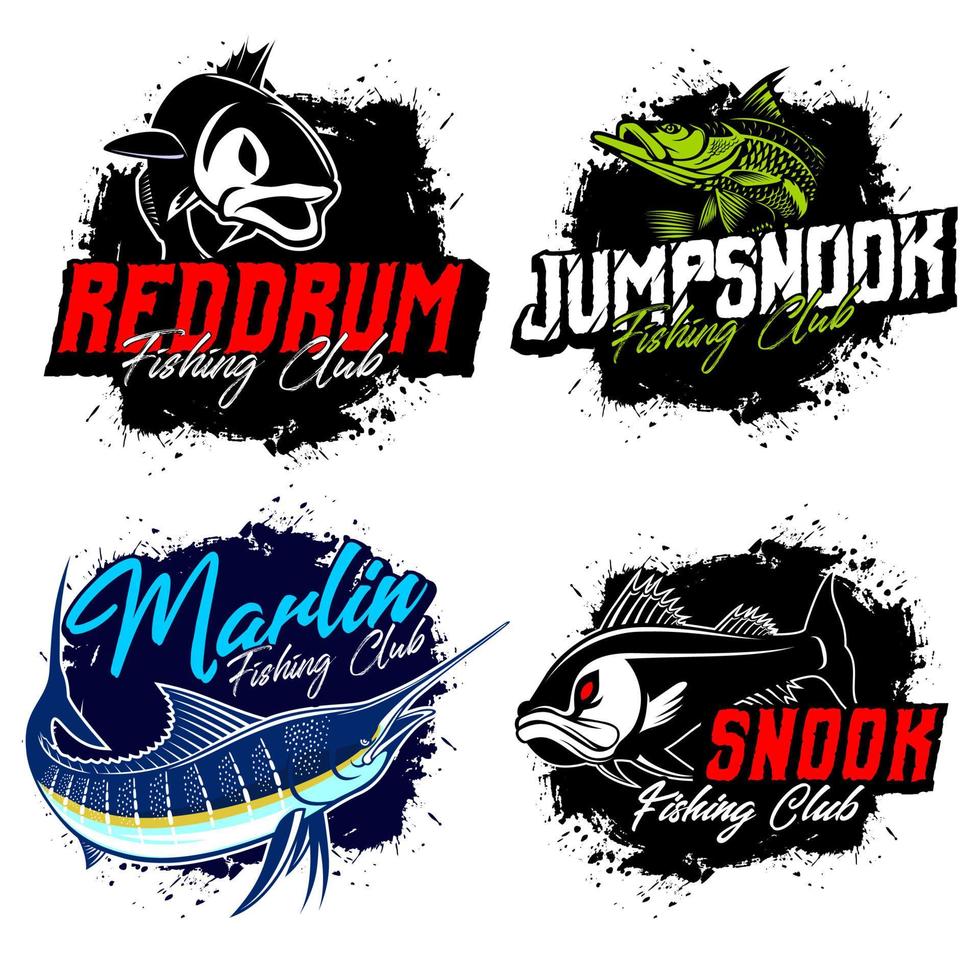 Fishing Logo. Bundle of unique and Fresh fishing logo bundle template. great to use as any fishing company and Product logo. vector