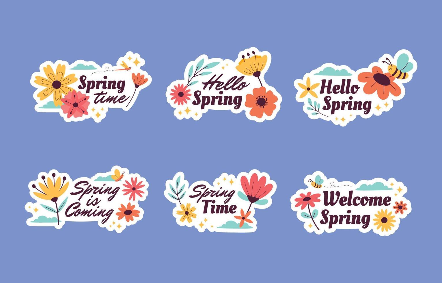 Cute Spring Floral Sticker Pack vector