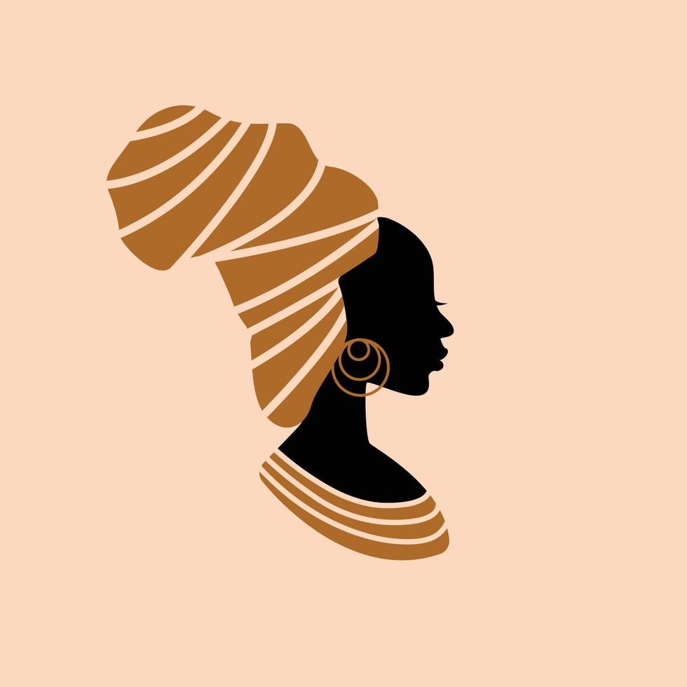Beautiful African woman silhouette illustration. Modern vector art
