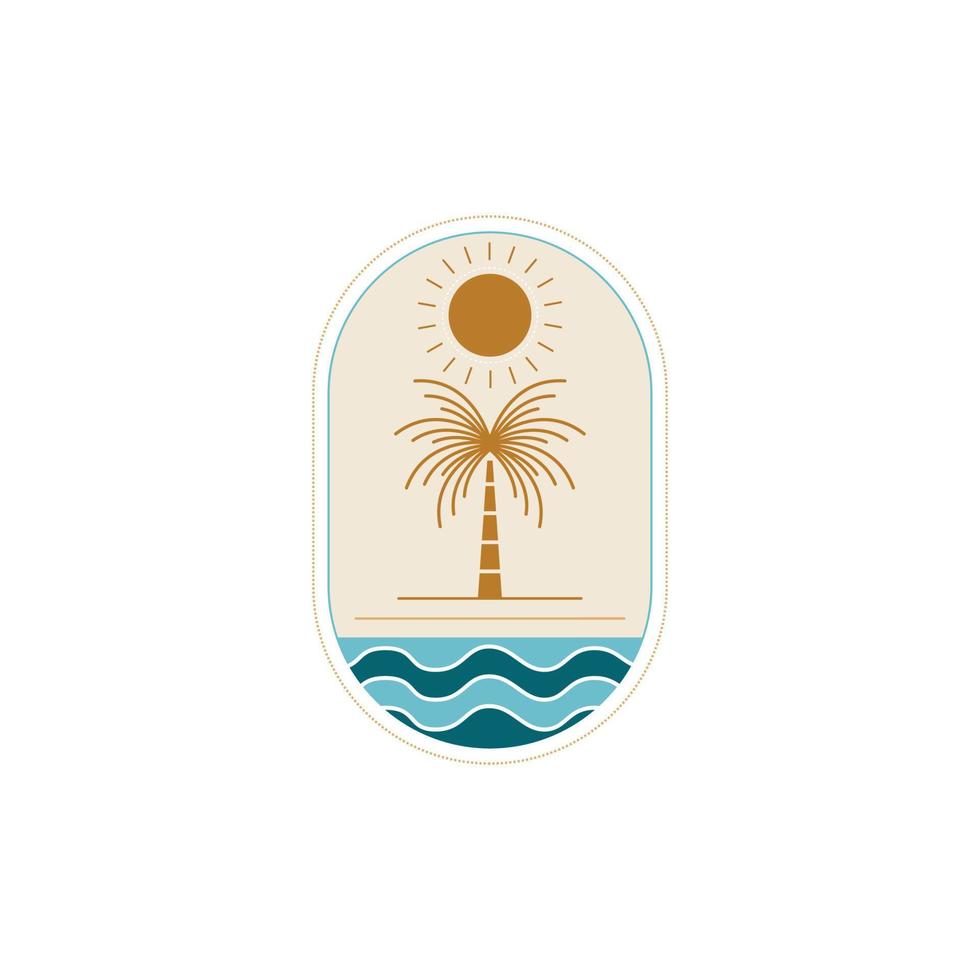 Palm tree vector illustration. Colorful beach symbol graphic design