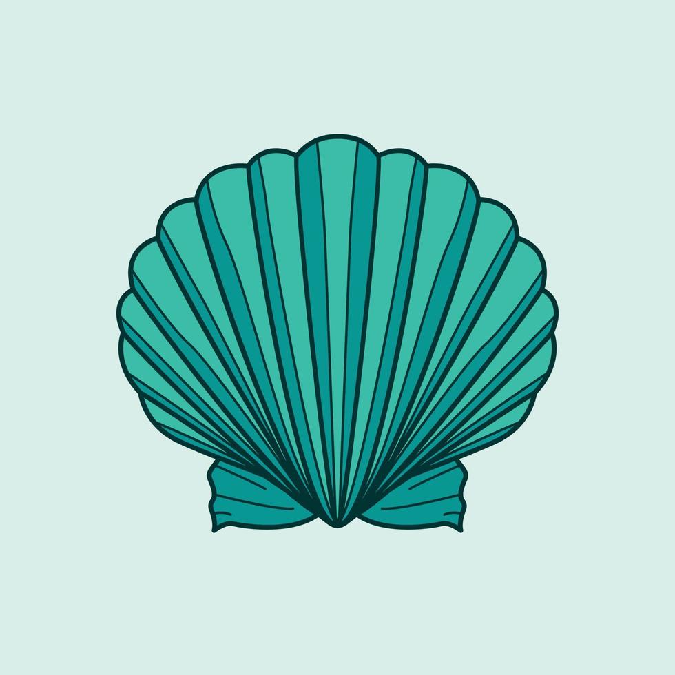 Seashell illustration. Vector graphic design of a colorful blue shell