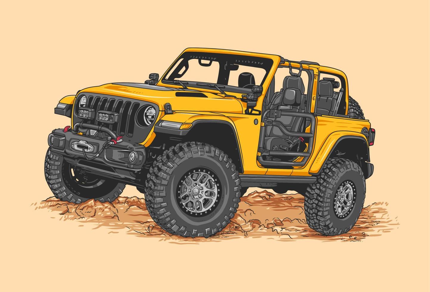 Open roof vehicle for adventure. Vector illustration