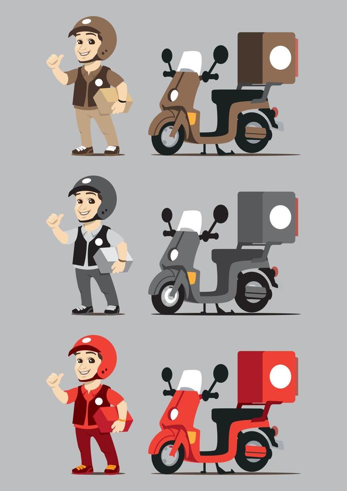 hombre de moto de expedición con 3 colores diferentes vector