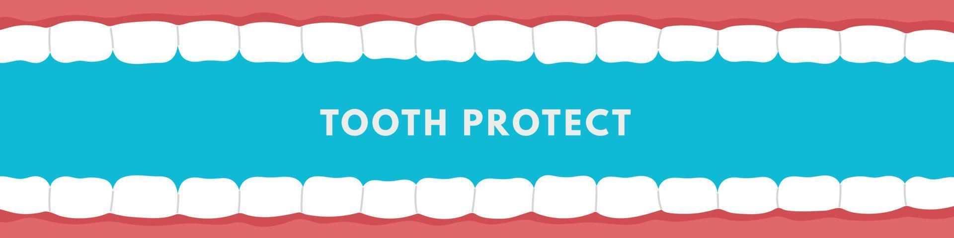 Teeth protect concept. Dental oral health. Oral hygiene. Flat vector isolated illustration