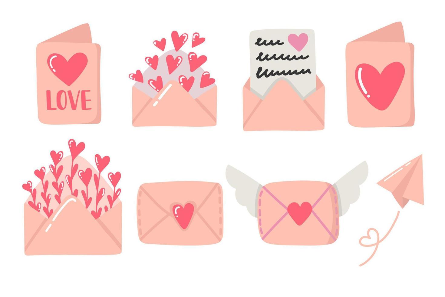 Cute valentine's day doodles set vector