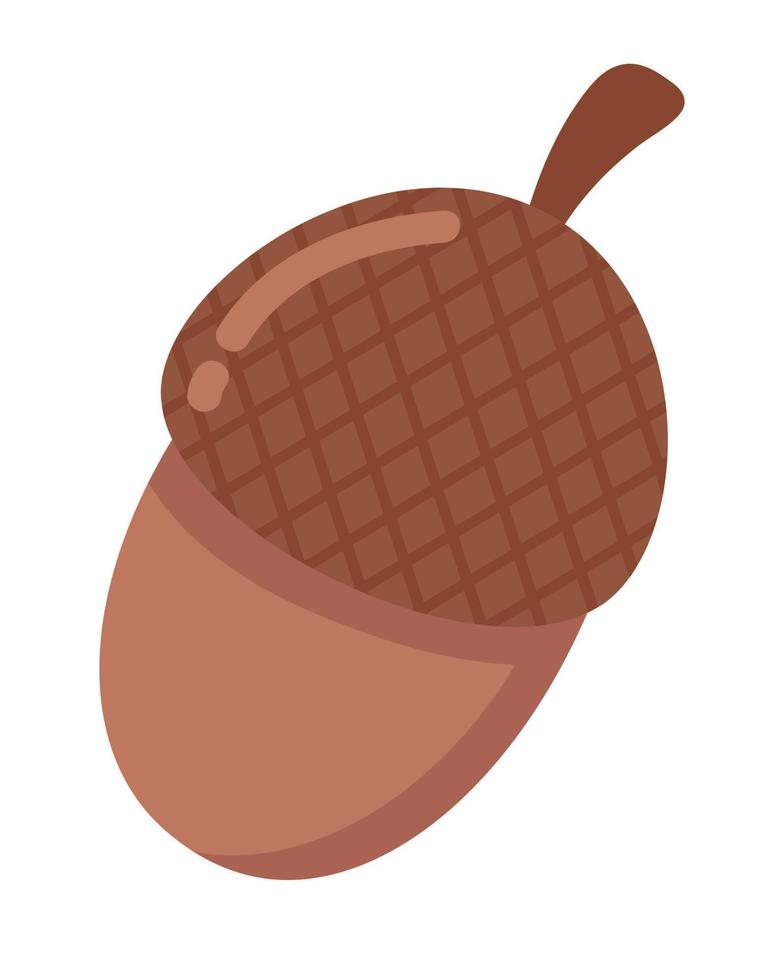 Doodle flat clipart. Small oak acorn. All objects are repainted. vector