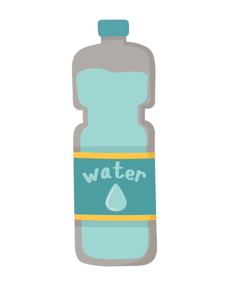 Doodle flat clipart. Full plastic bottle of water. All objects are repainted. vector