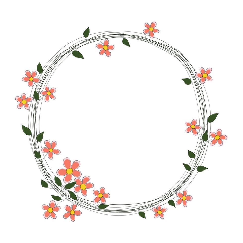 Set of wreaths with cute colorful daisies vector