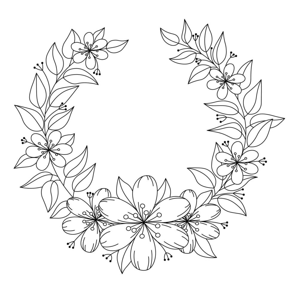 Set of wreaths with cute variegated flowers vector