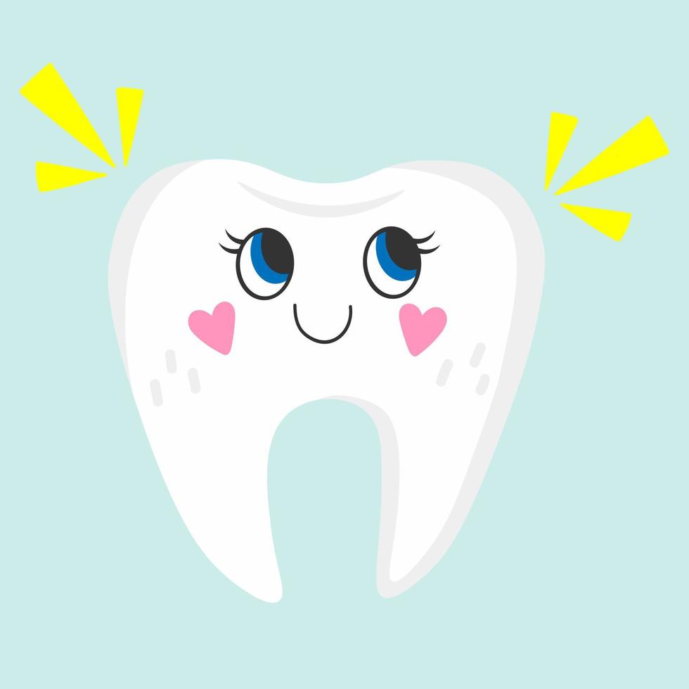 pegatina de garabato vectorial. dibujos animados de dientes sanos y brillantes. Todos los objetos están repintados. vector