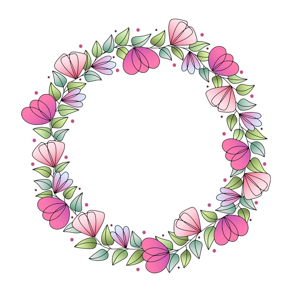 conjunto de coronas con lindas flores variadas vector