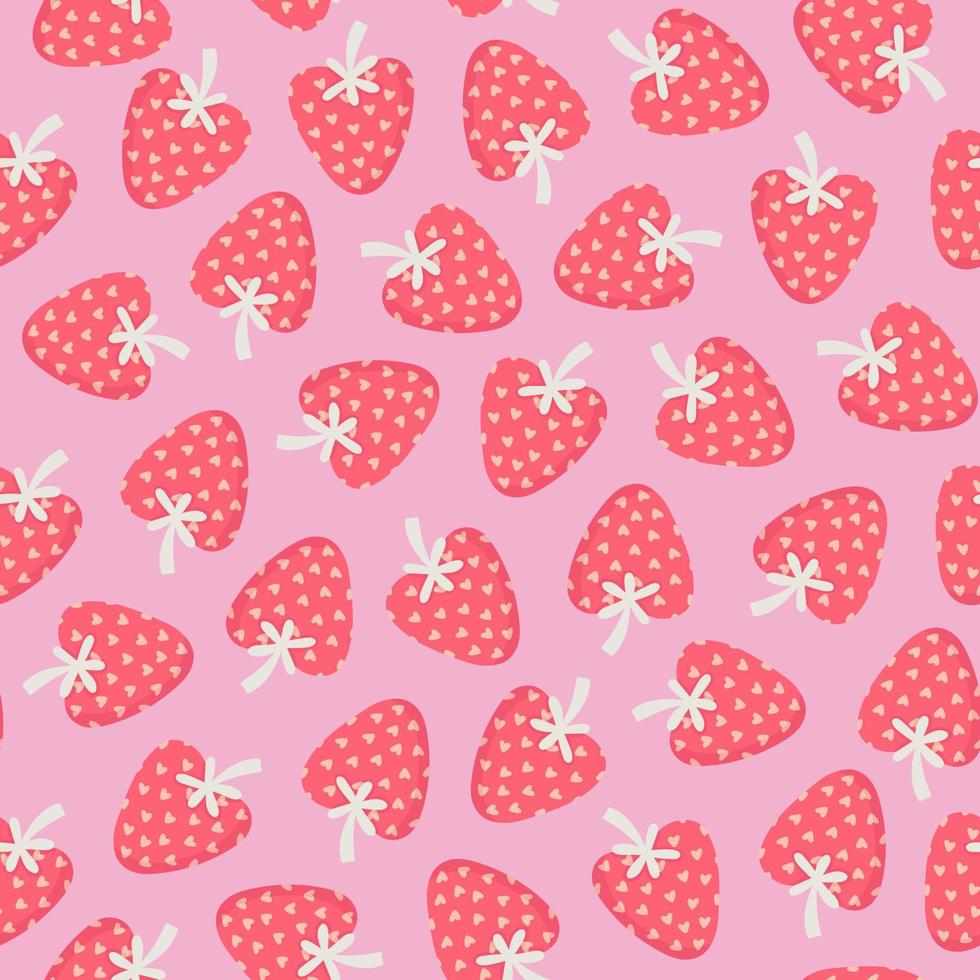 patrones sin fisuras para el día de san valentín con fresas-corazones vector