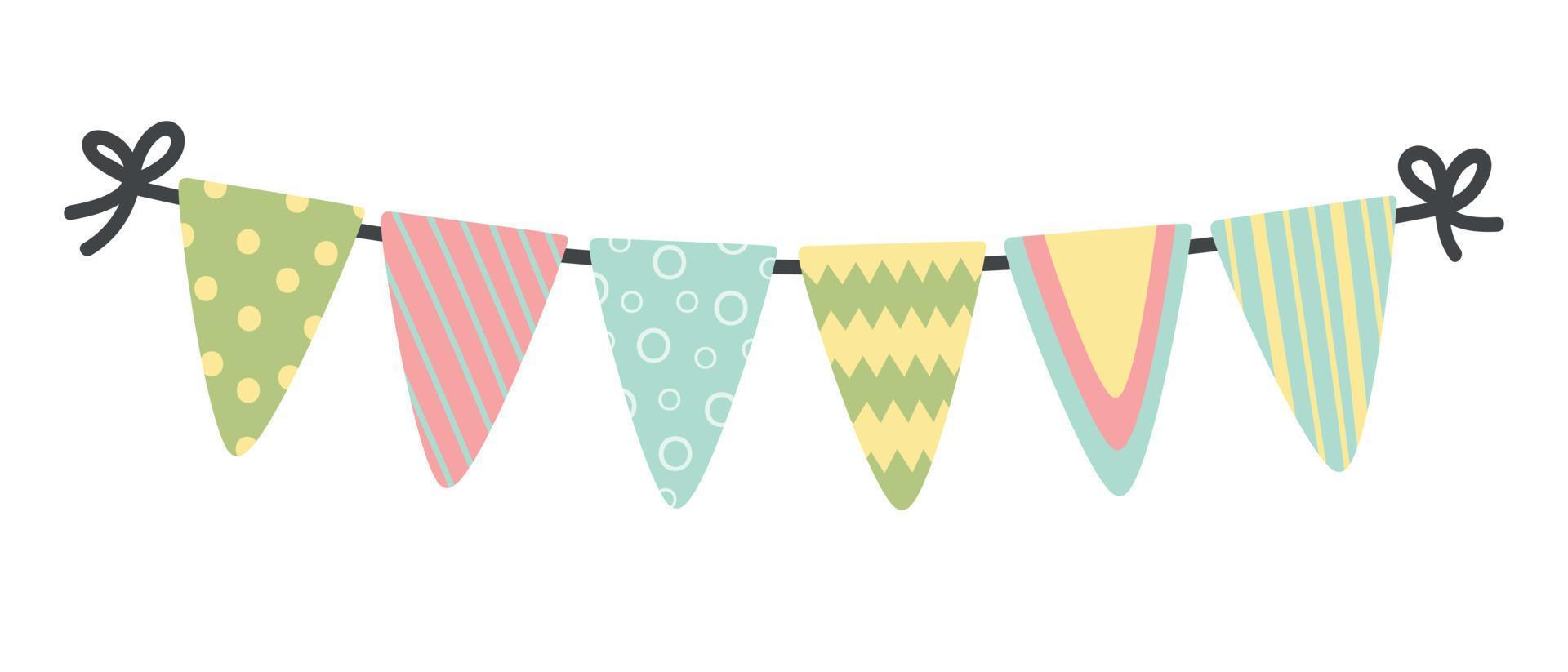 doodle flat clipart garland with flags vector