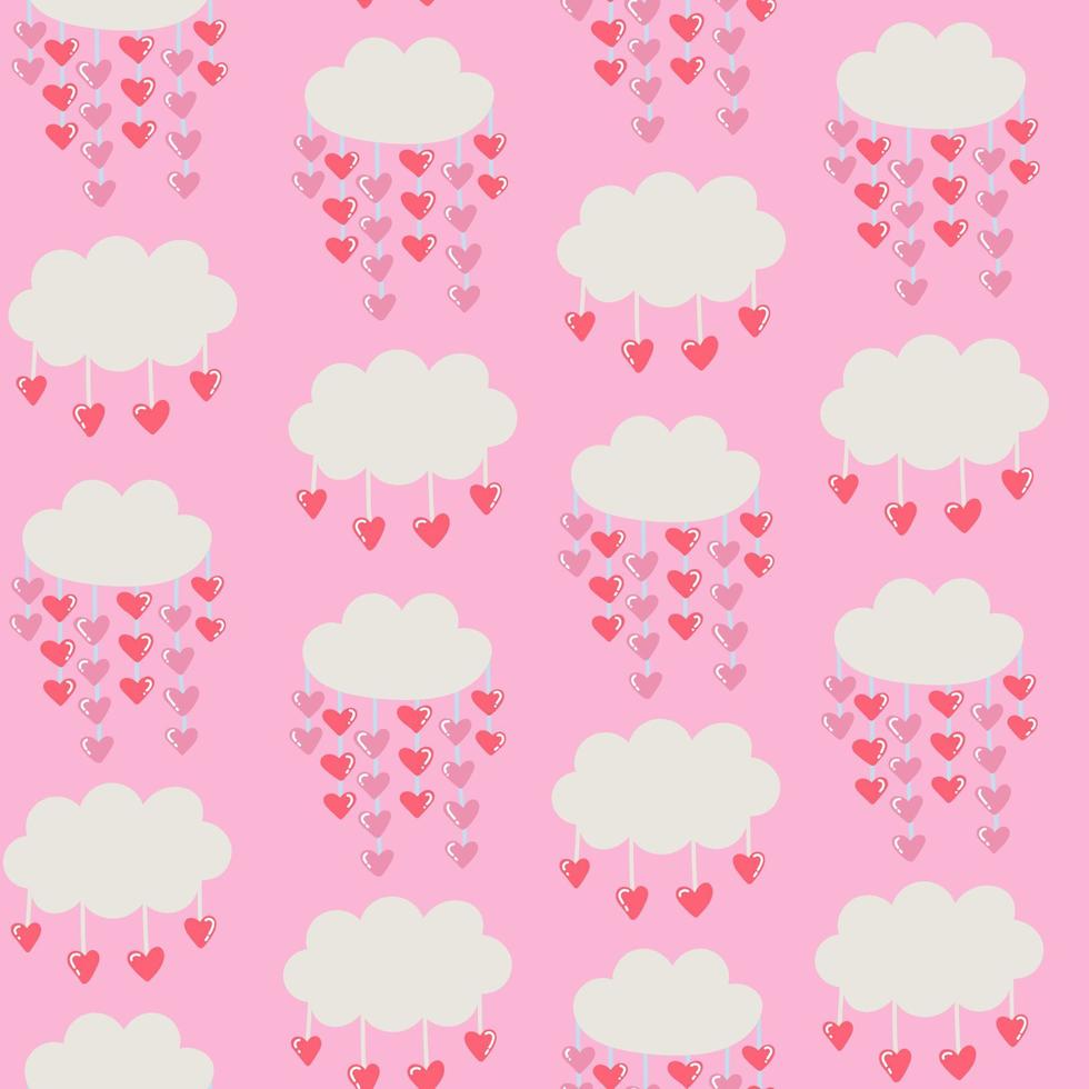 Seamless pattern for valentine's day with cute clouds vector