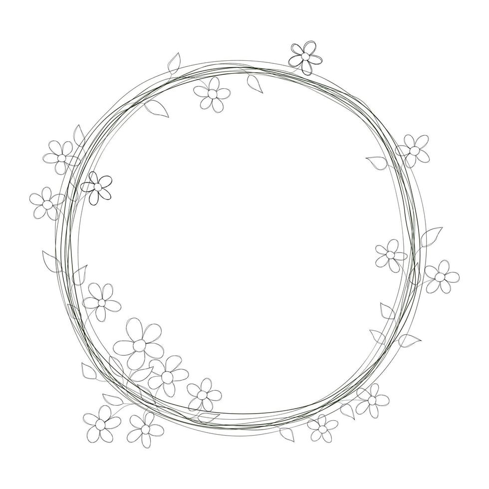 Set of wreaths with cute variegated flowers vector