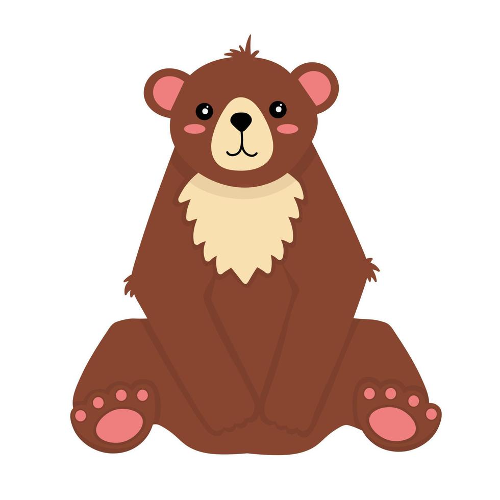 Doodle clipart. Cute cartoon brown bear. All objects are repainted. vector