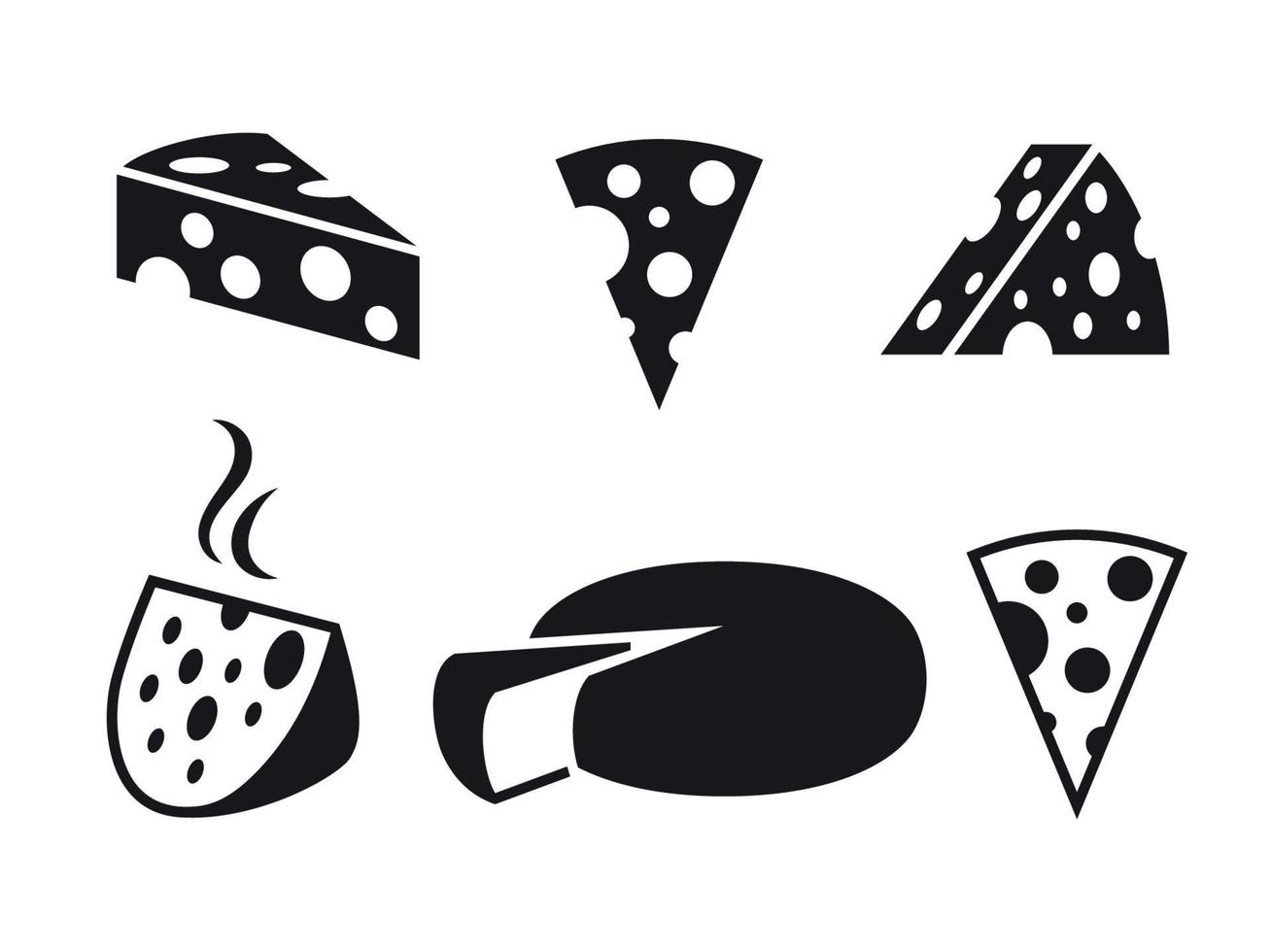 Vector black cheeses icon on white background. Signs set