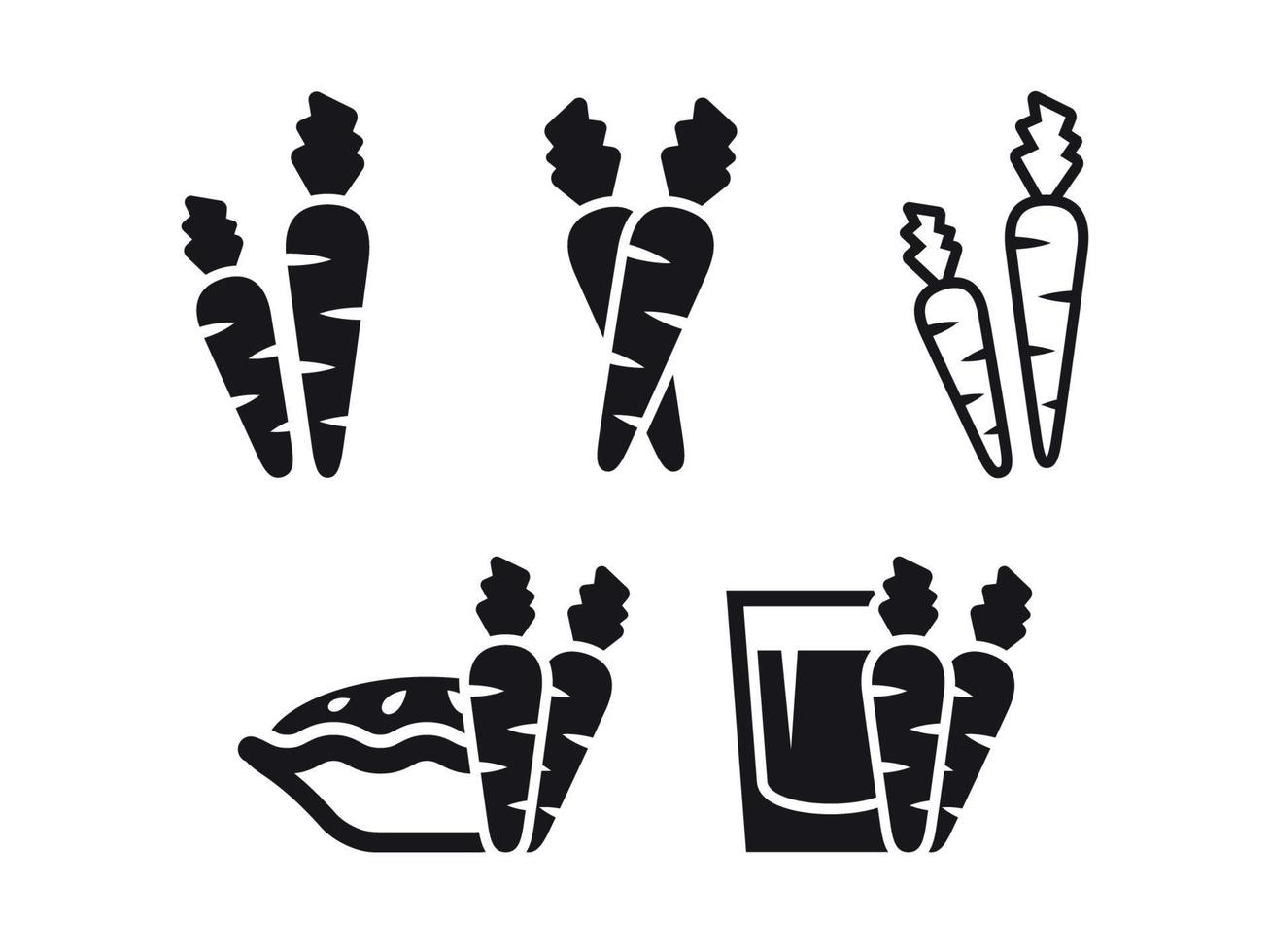 Carrot icons set. Black on a white background vector