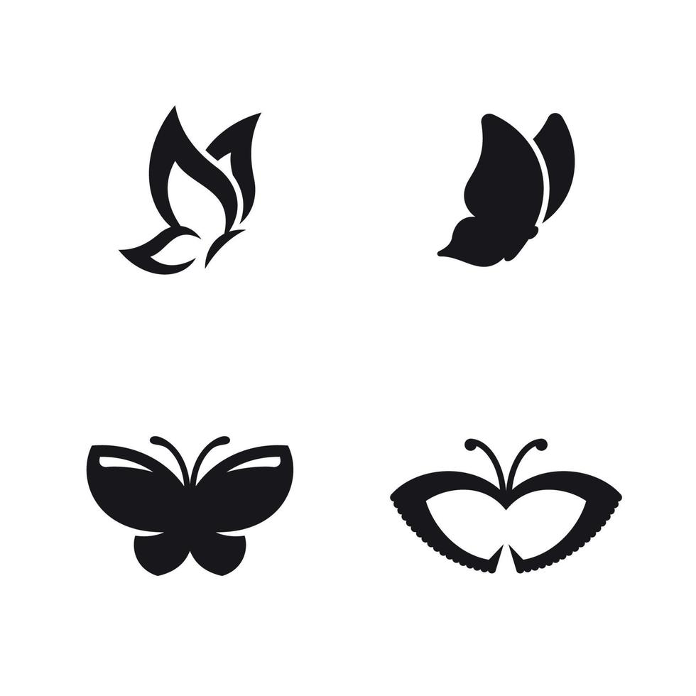 Butterfly vector logo. Black icons on a white background