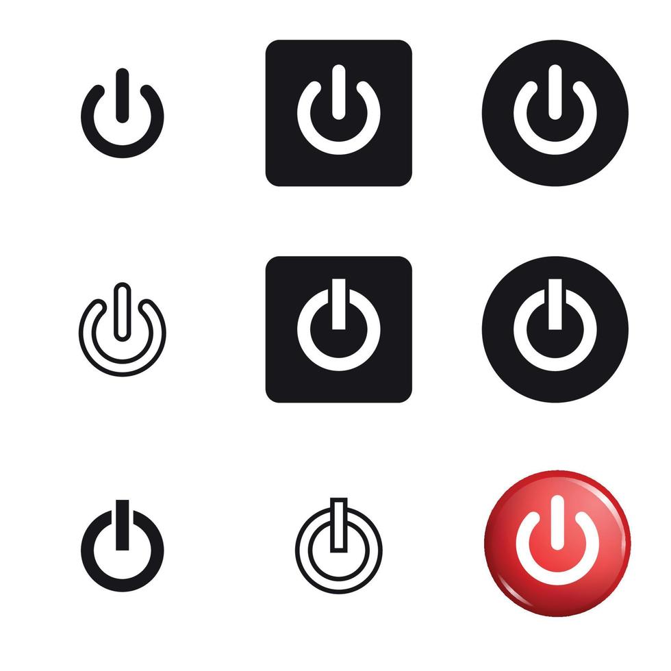 conjunto de iconos de apagado. iconos vectoriales negros y rojos vector