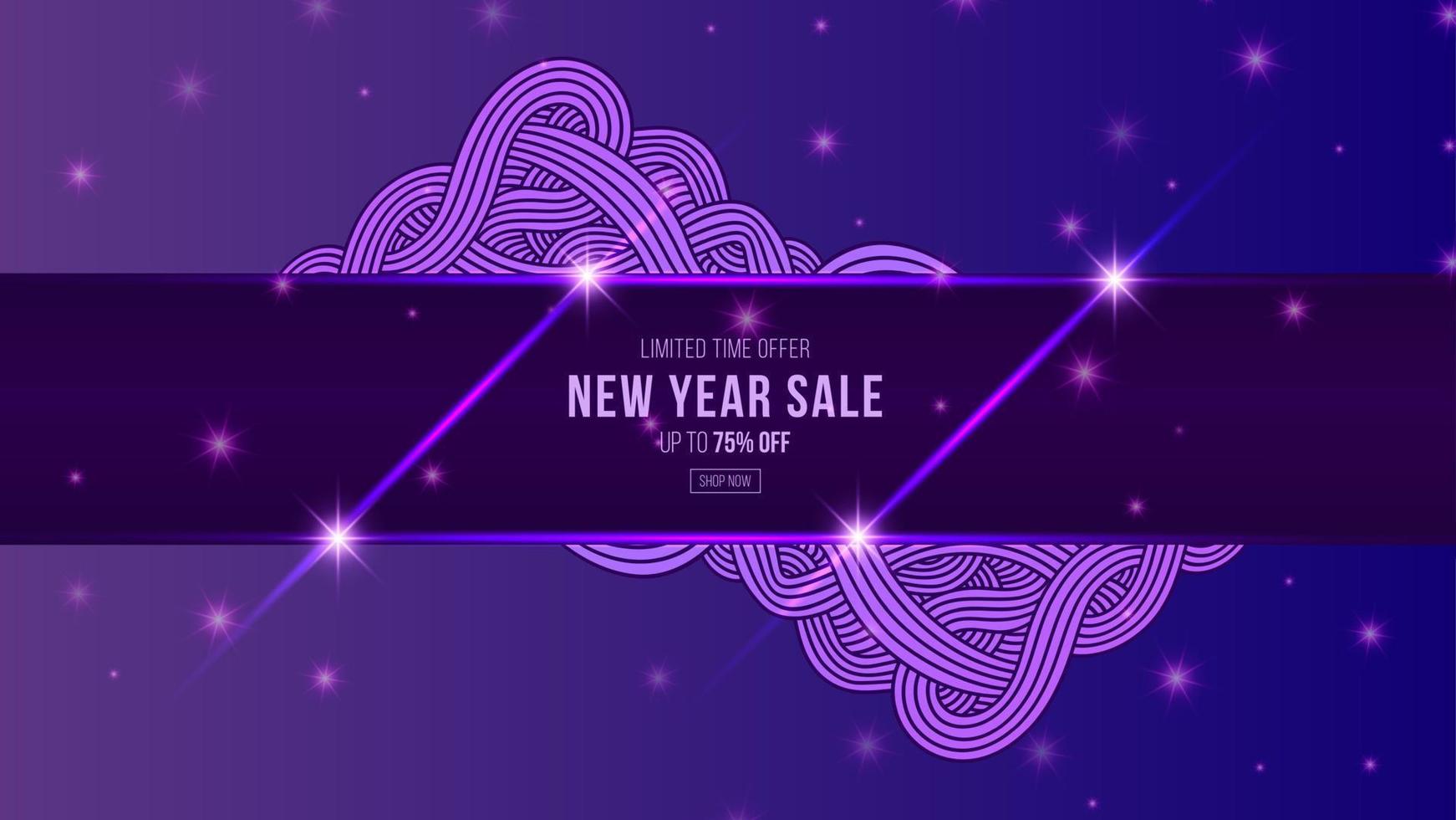 Purple night sale banner. Sale banner template design. vector