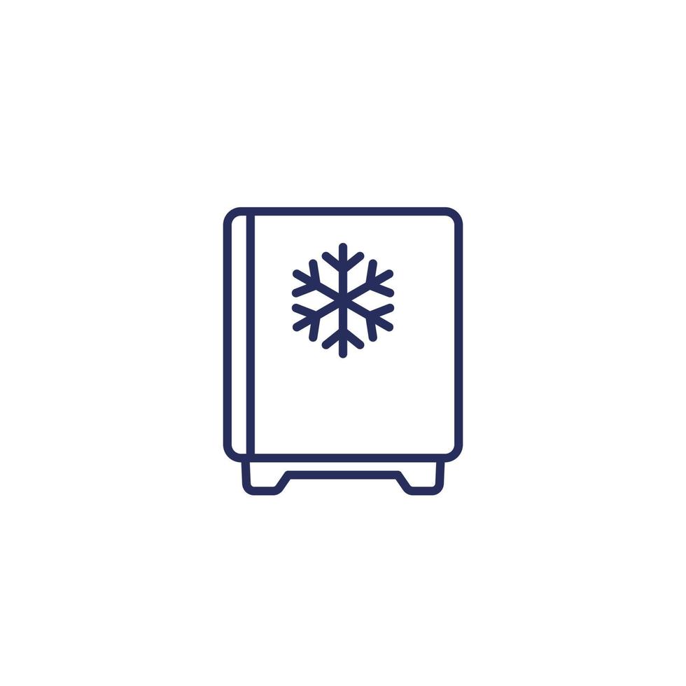 mini fridge icon, small freezer line vector
