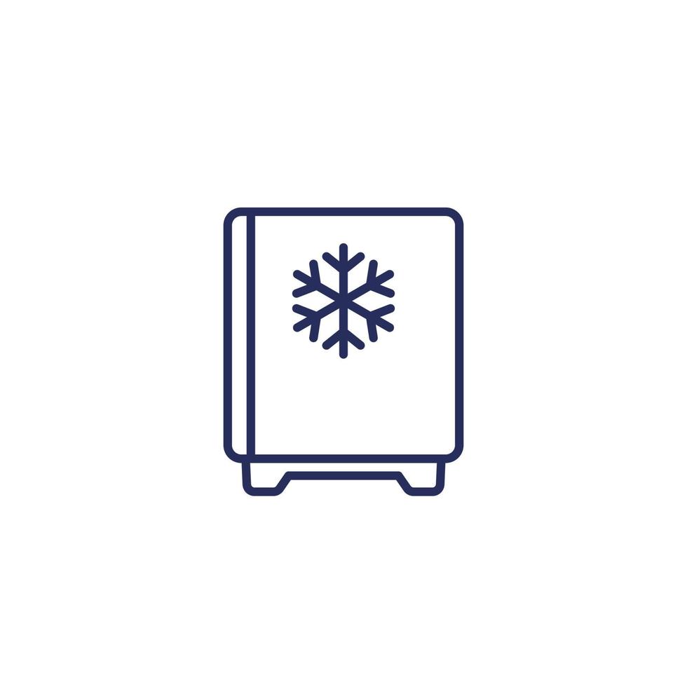 mini fridge icon, small freezer line vector